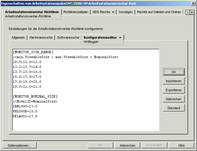 Konfiguration der Datei HWRules.ini im Dialogfeld "Arbeitsstationsinventar"