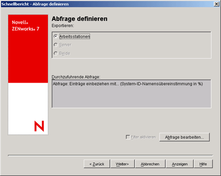 Seite "Abfrage definieren"