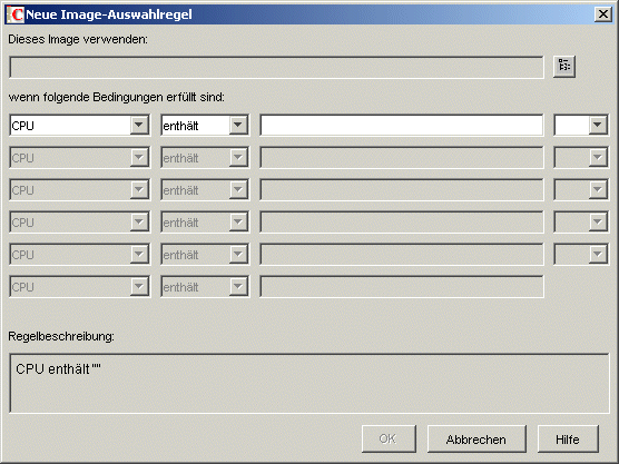 Das Dialogfeld "Neue Image-Auswahlregel".
