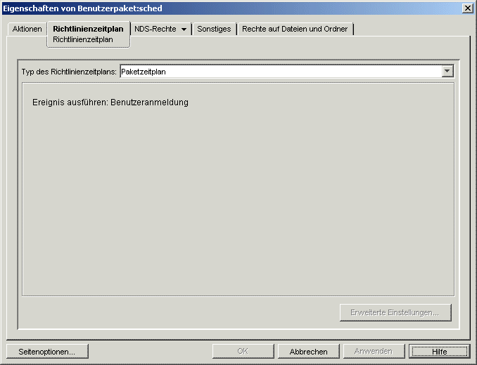 Die Seite "Richtlinienzeitplan".