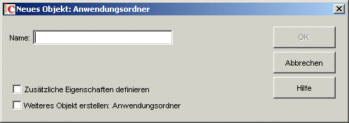 Dialogfeld "Neue Anwendung: Ordner"