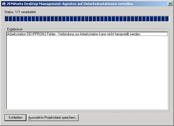 Dialogfeld "ZENworks Desktop Management-Agenten auf Zielarbeitsstationen verteilen".