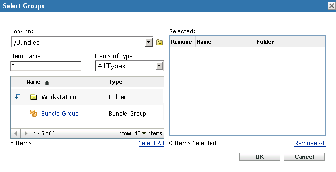 Dialogfeld „Gruppen auswählen“