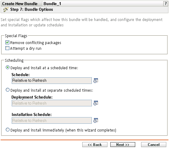 Seite „Bundle-Optionen“