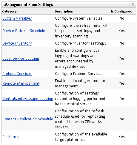 Bereich „Einstellungen für die Verwaltungszone“ mit ausgewählter Option „Geräte-Inventar“.