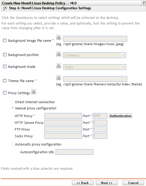 Seite „Novell Linux Desktop-Konfigurationseinstellungen“