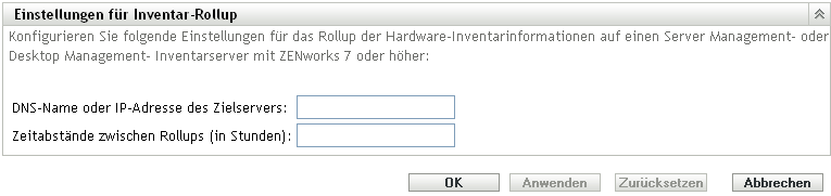 Konfigurieren der Inventar-Roll-up-Einstellungen