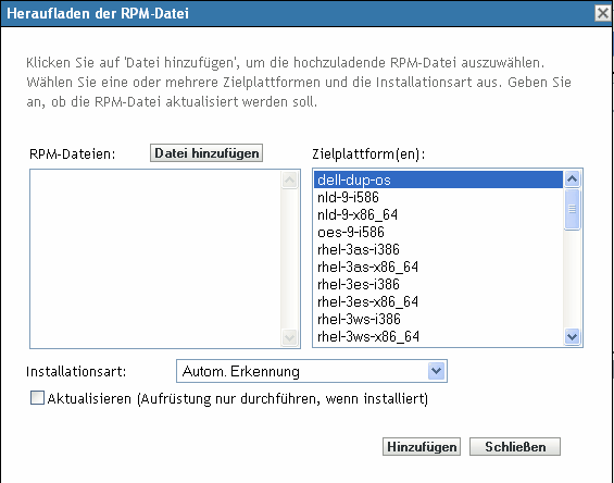 Dialogfeld Heraufladen der RPM-Datei