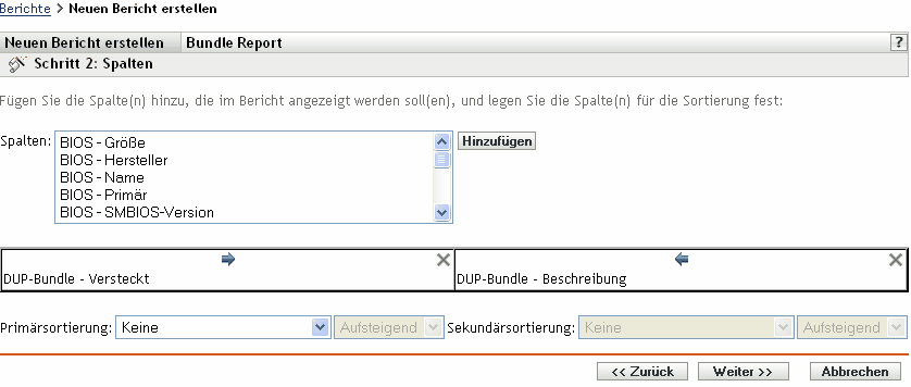 Schritt 2: Seite Spalten