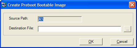 Dialogfeld Create Preboot Bootable Image (Startfähiges Preboot-Image erstellen)