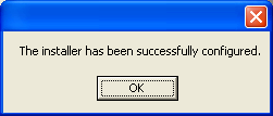 The installer is successfully configured.
