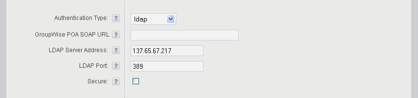 Authentication Type options