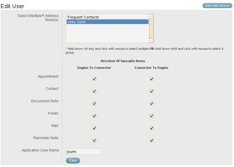 Edit User -- GroupWise Settings window