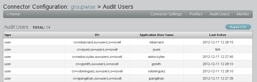 Audit Users window