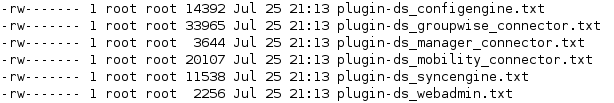 List of Data Synchronizer files generated by the supportconfig utility