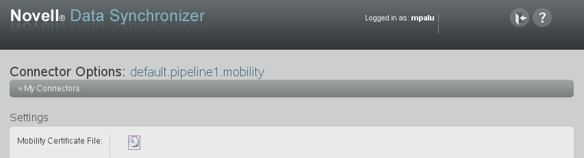 Mobility Connector Options page displayed in a Web browser