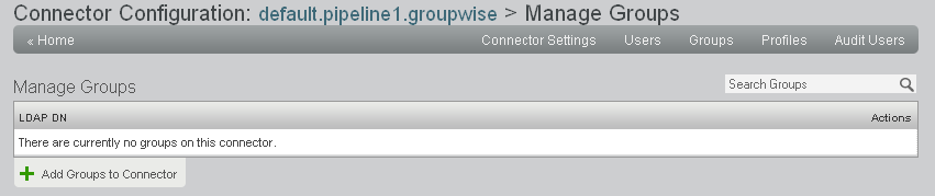 Manage Groups page