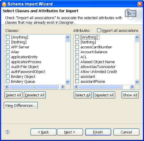 Click View Differences to import only schema differences