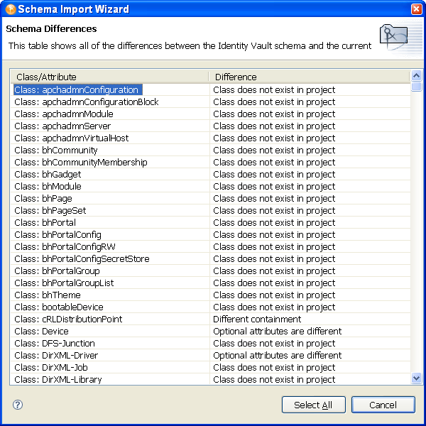 Viewing schema differences