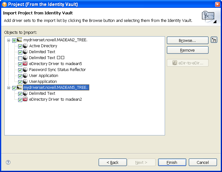 Seeing both corresponding eDirectory drivers