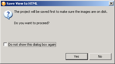 The Save View to HTML dialog box