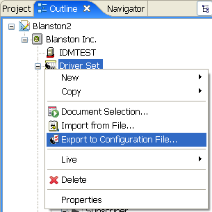 Exporting driver sets to a configuration file