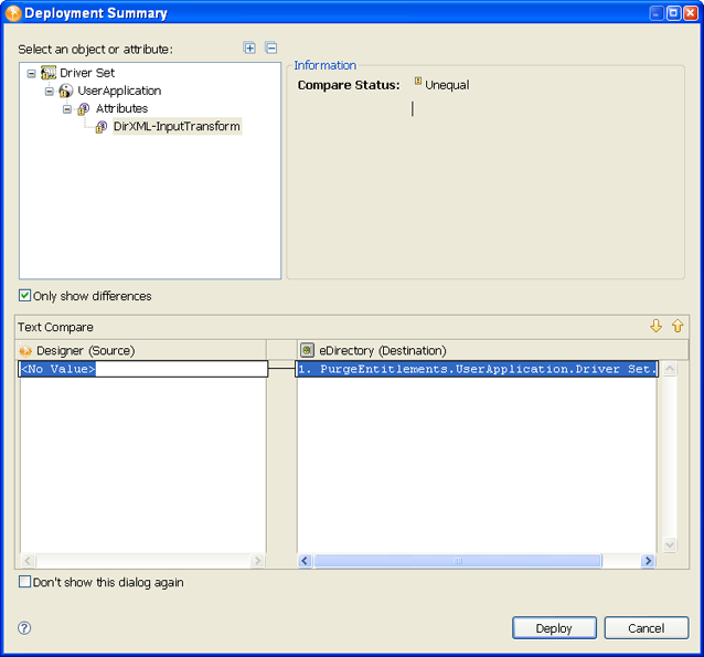 The Deployment Summary window