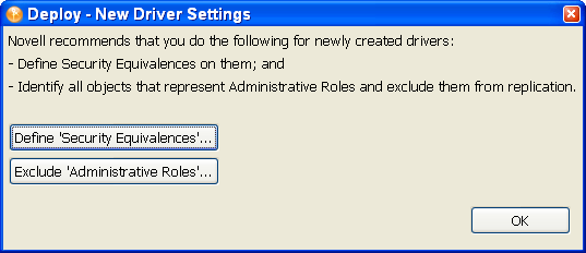 Setting security equivalences and excluding administrative roles