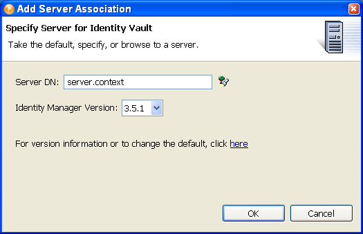 The Add Server Association window