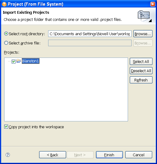 Selecting the root directory