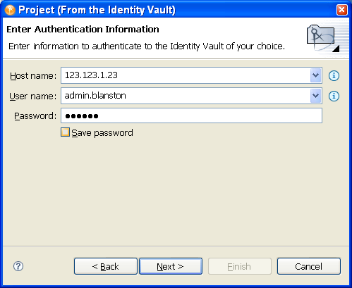 Enter the authentication information