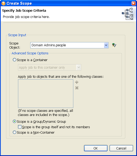 Specifying the job scope criteria