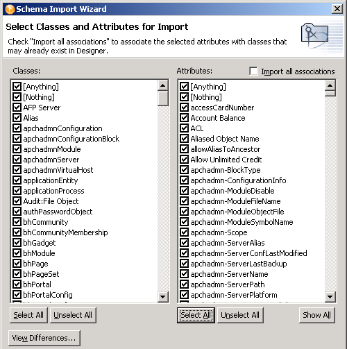 The Schema Import Wizard