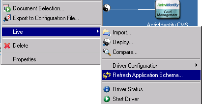 The Refresh Application Schema menu option