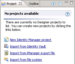 No project available in the Project view