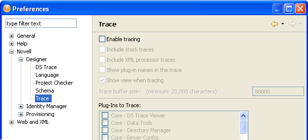 The Designer for IDM and trace options