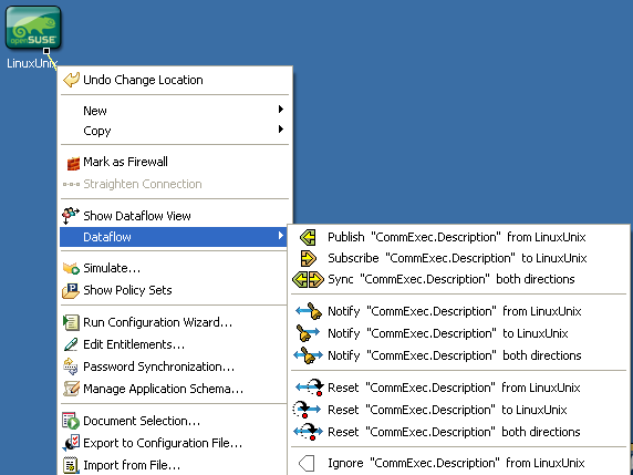 The Dataflow menu option