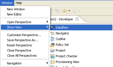 The Dataflow menu option