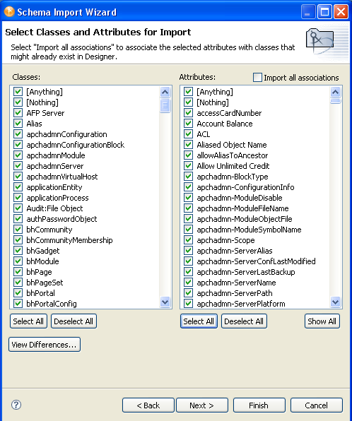 The Schema Import Wizard