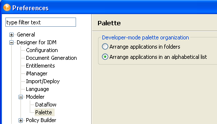 The Palette option in Preferences