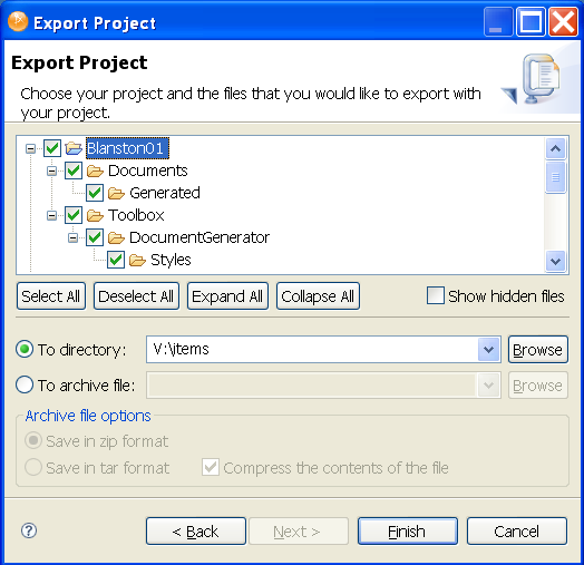 Export all the project’s pieces for it to work