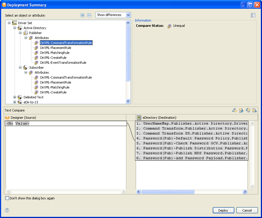 The Deployment Summary window