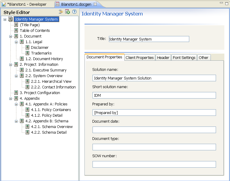 Customizing the Section Properties Page