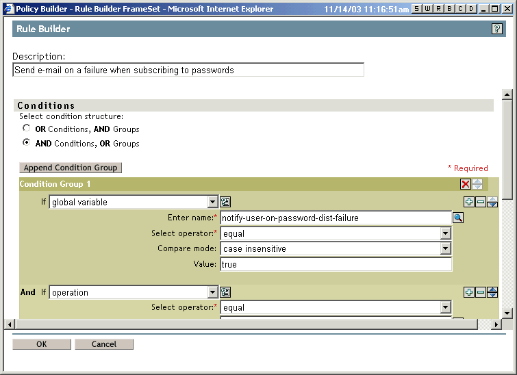 Page for editing a rule