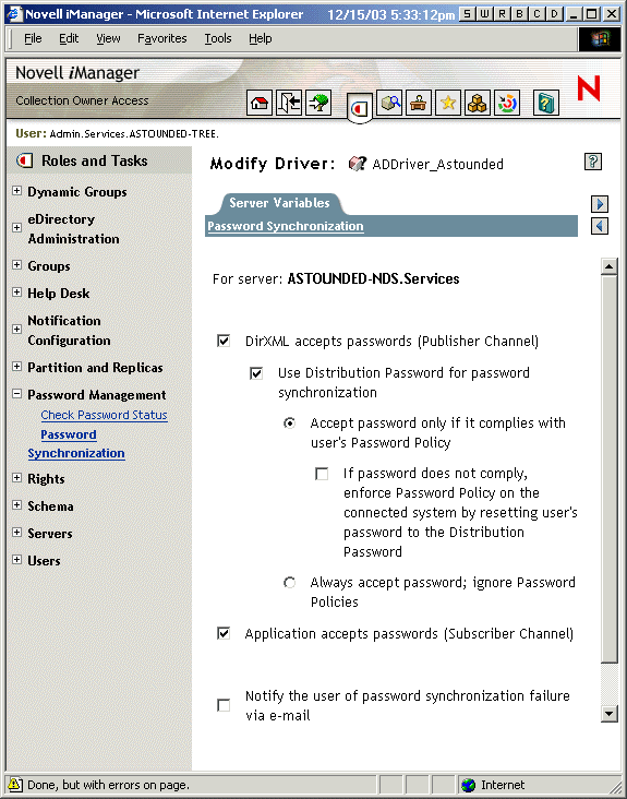 Interface for setting password flow for individual driver