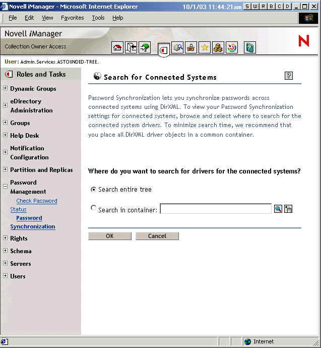 List of connected systems showing whether passwords are allowed to flow on publisher and subscriber channels