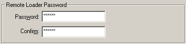 Edit boxes to specify the Remote Loader password