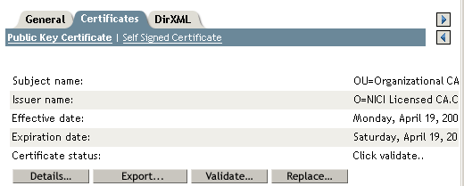 The Certificates tab