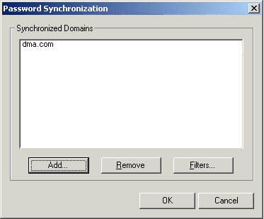 The Synchronized Domains dialog