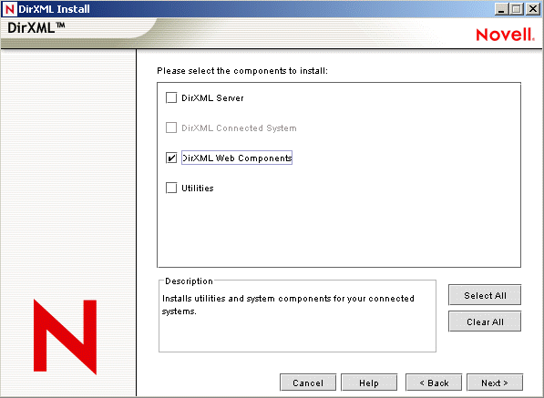 The DirXML Web Components option